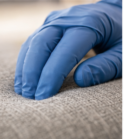 Close detail of carefully maintained fabric